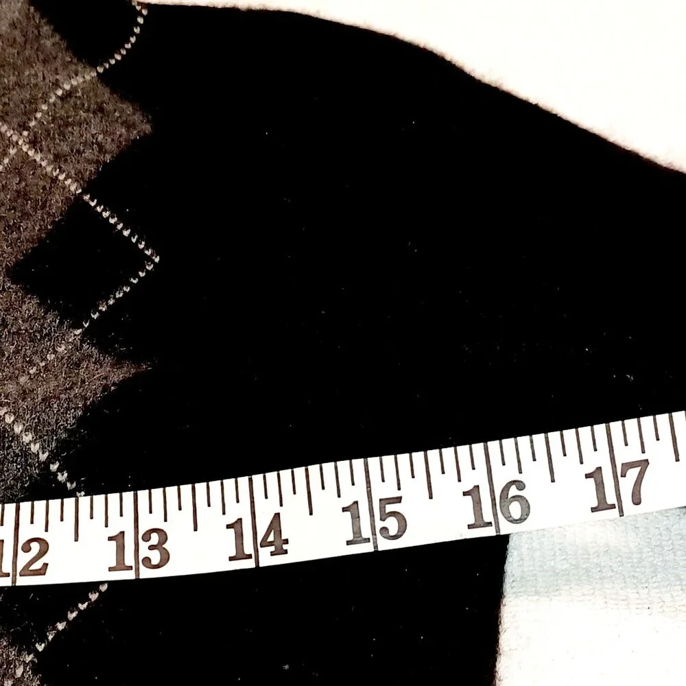 Argyle Cashmere Apt. 9 Cardigan Sweater Black/Gray Button Womens SZ Small